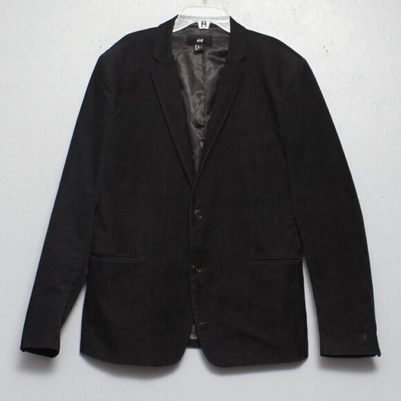 H&M black coduroy blazer jacket - Picture 1 of 7